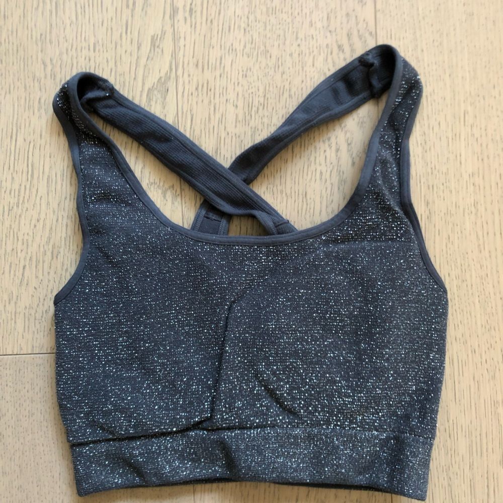 Phat Buddha One Size Greenwich grey seamless glittery racerback sports/yoga bra